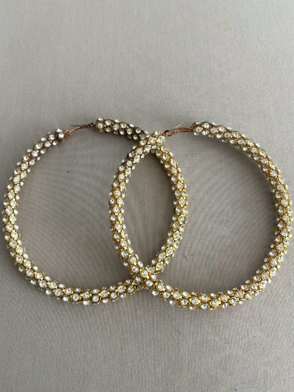 Oversized Rhinestone Hoop Statement Earrings